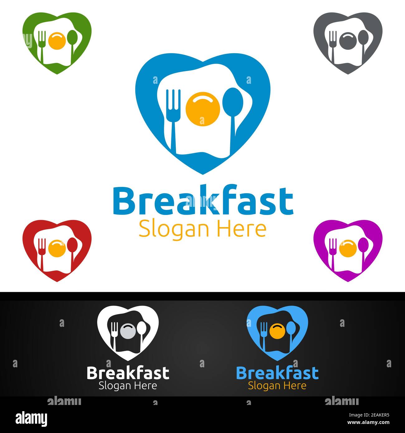 Fast Food Breakfast Delivery Service Logo for Restaurant, Cafe or Online Catering Delivery Stock Photo