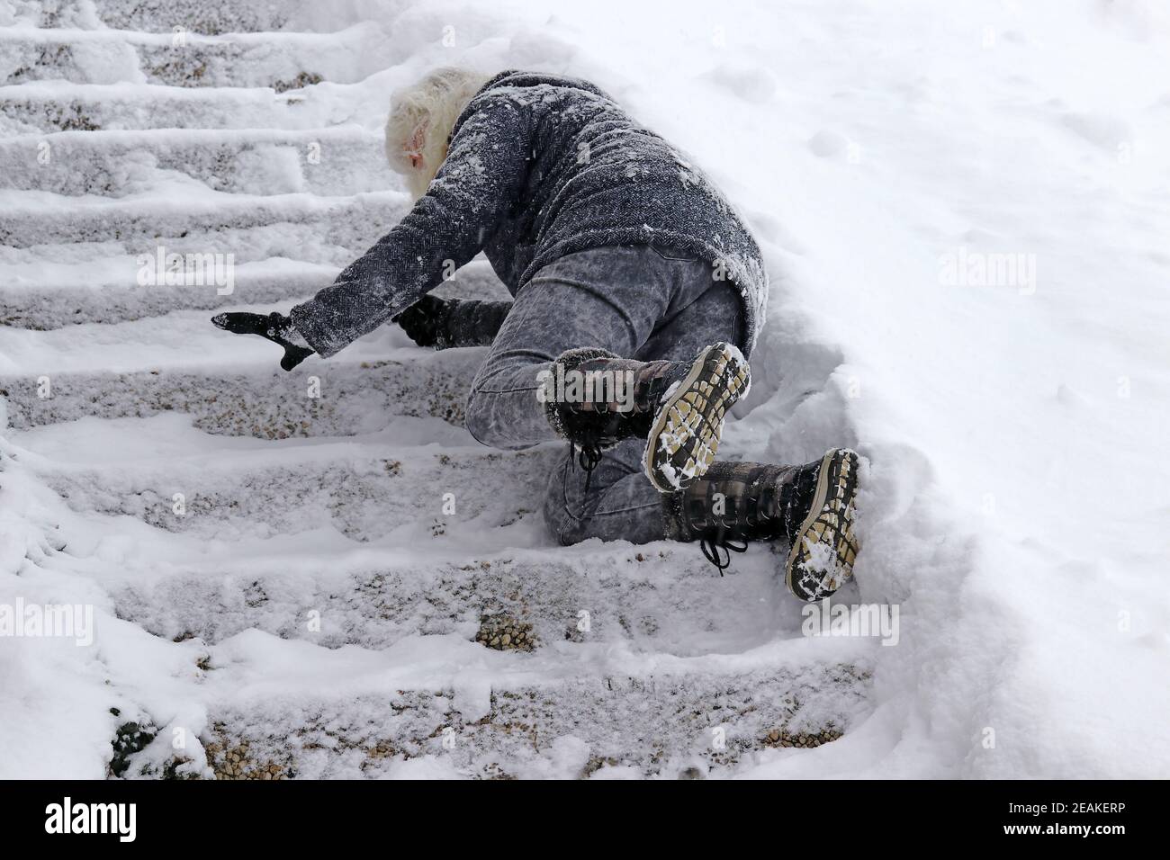 Woman Slipping On Ice