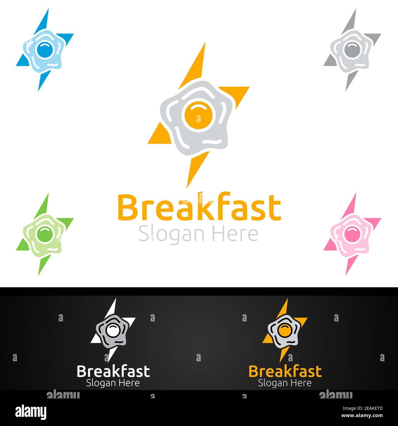 Fast Food Breakfast Delivery Service Logo for Restaurant, Cafe or Online Catering Delivery Stock Photo