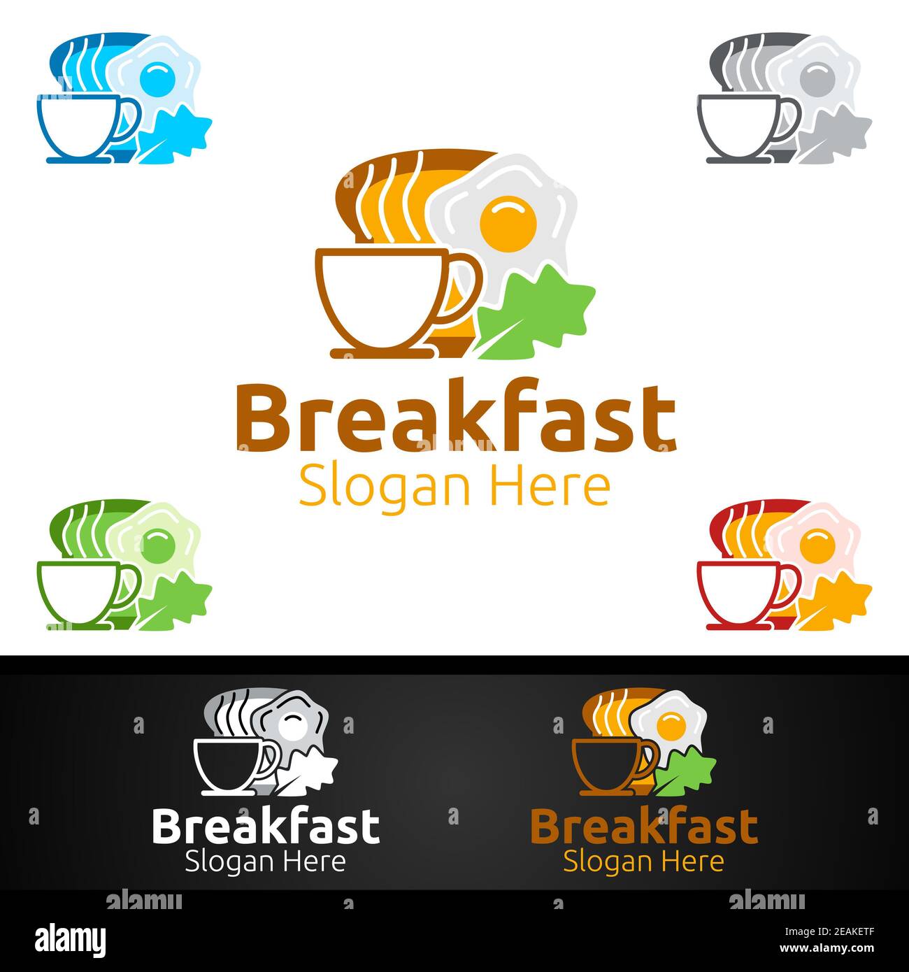 Fast Food Breakfast Delivery Service Logo for Restaurant, Cafe or Online Catering Delivery Stock Photo