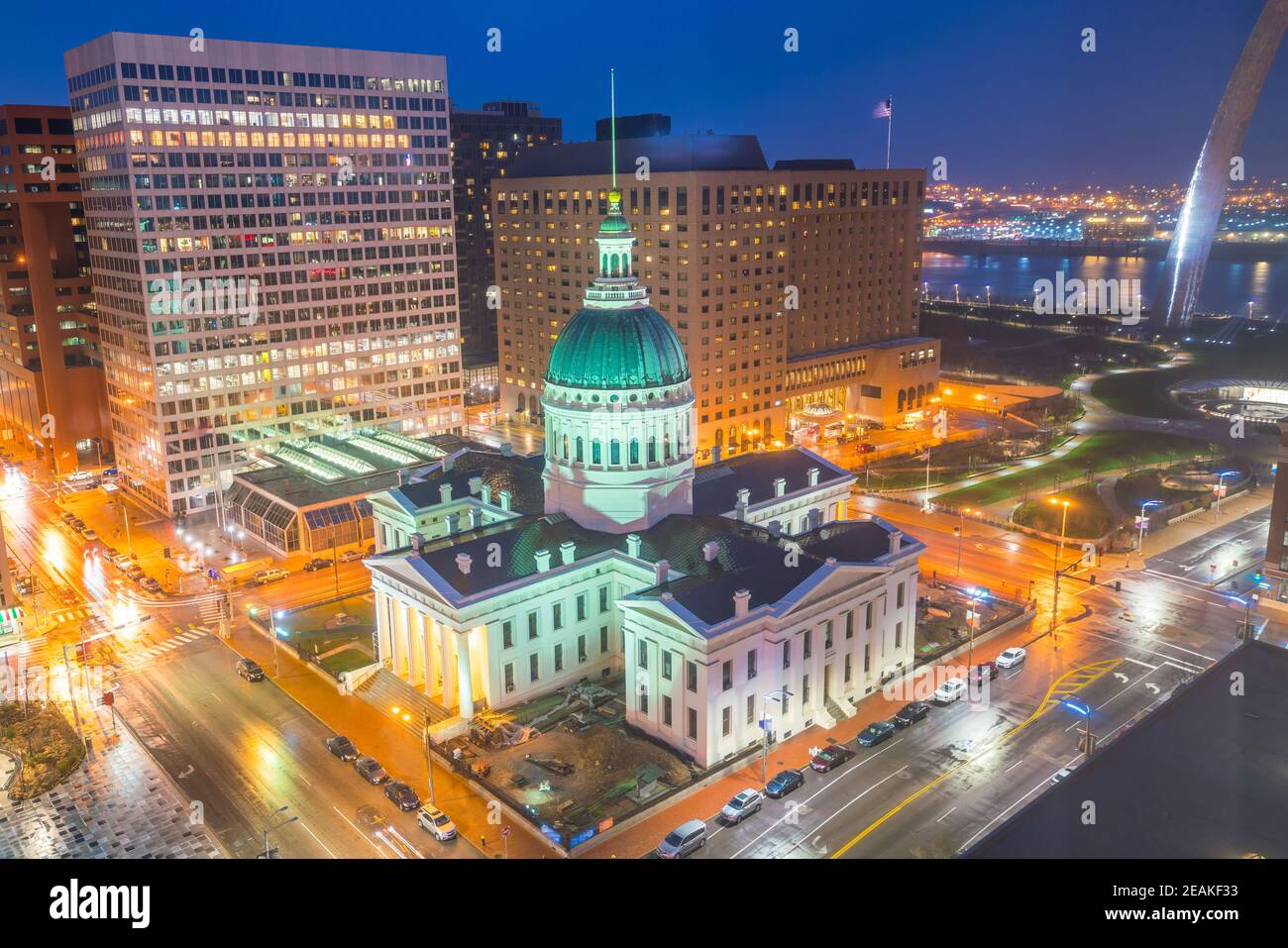 St. Louis downtown skyline at twilight Stock Photo