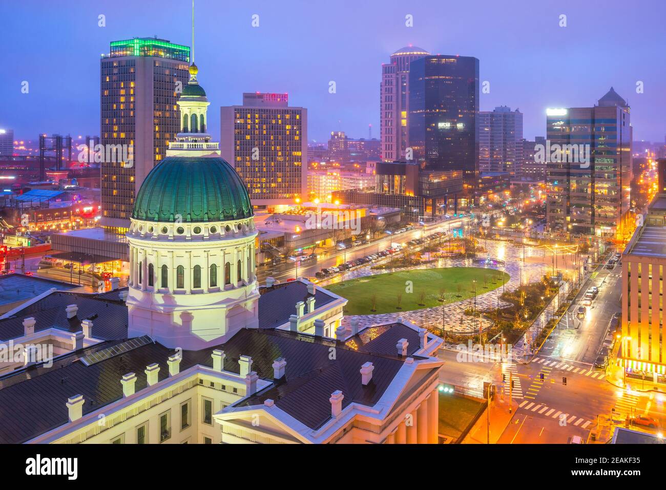 St. Louis downtown skyline at twilight Stock Photo