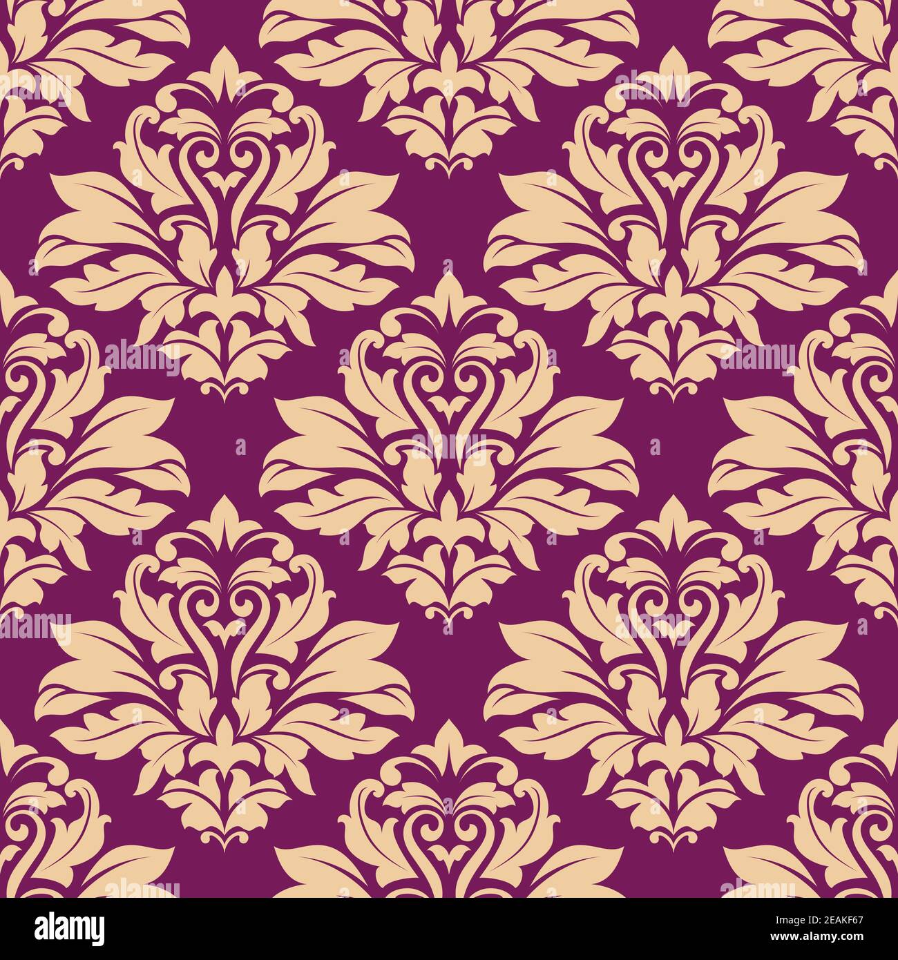 Purple and beige seamless floral pattern for wallpaper, textile or