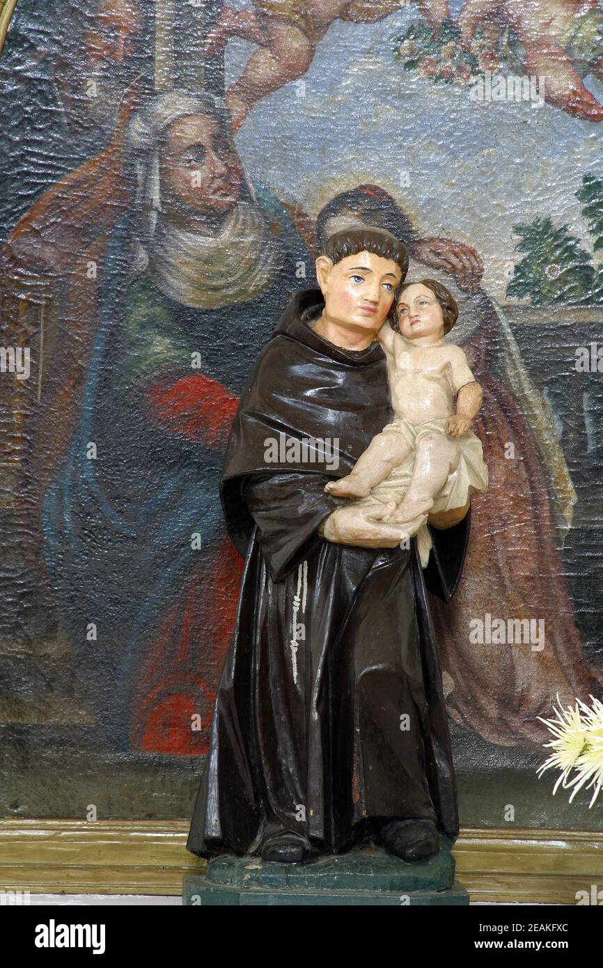 Saint Anthony of Padua, statue in Saints Peter and Paul Parish Church in Cvetlin, Croatia Stock Photo