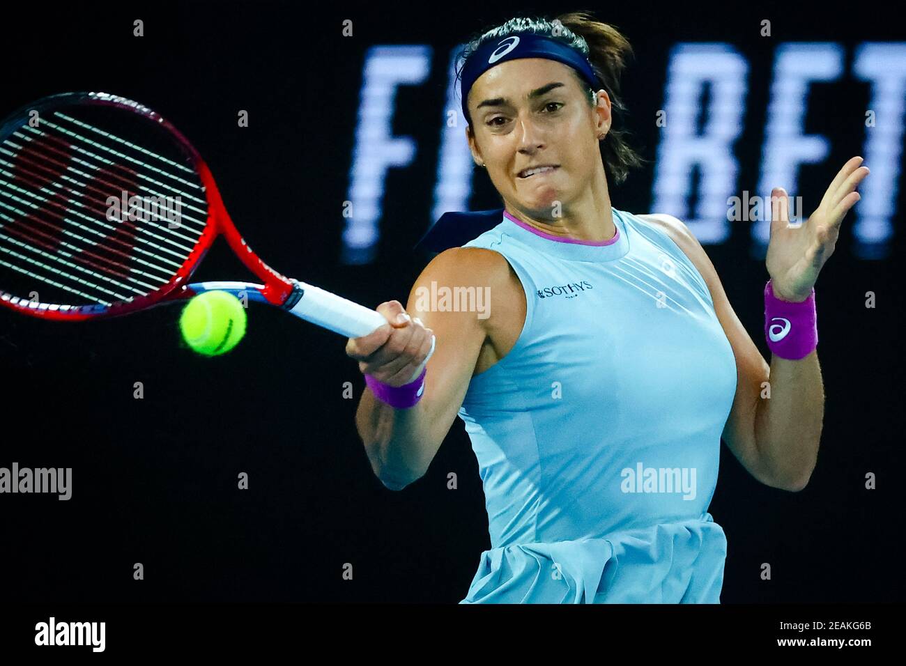French Caroline Garcia pictured in action during a tennis match between French Garcia and Japanese Osaka, in the secound round of the women's singles Stock Photo