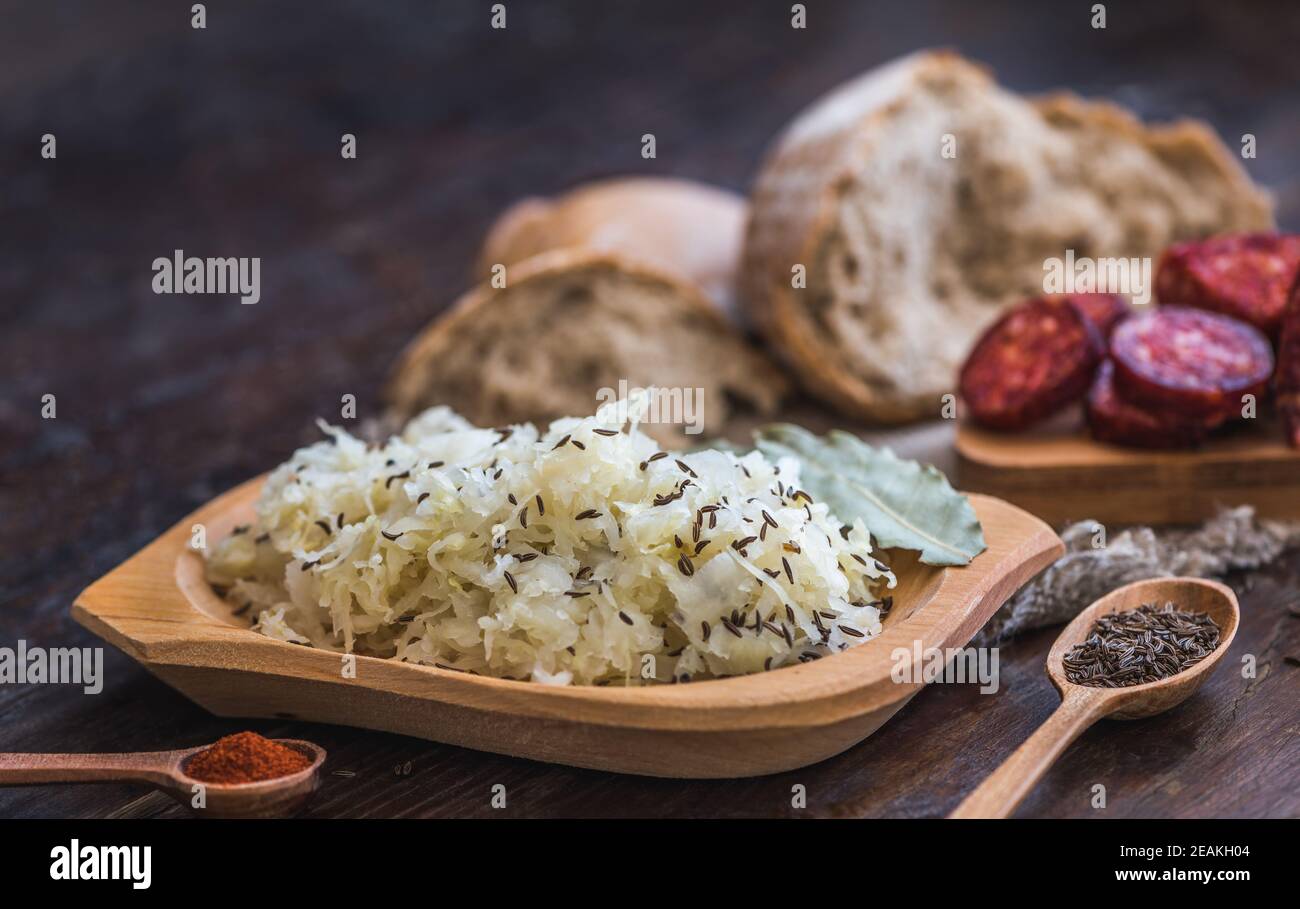Farmer's Breakfast, Sausage and Sour Cabbage Stock Photo Alamy