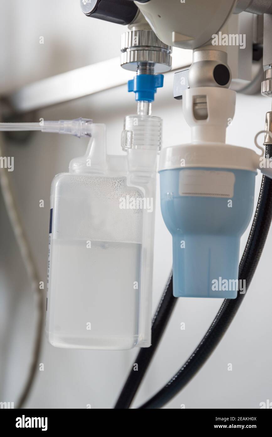 Distilled water - oxygen device Stock Photo