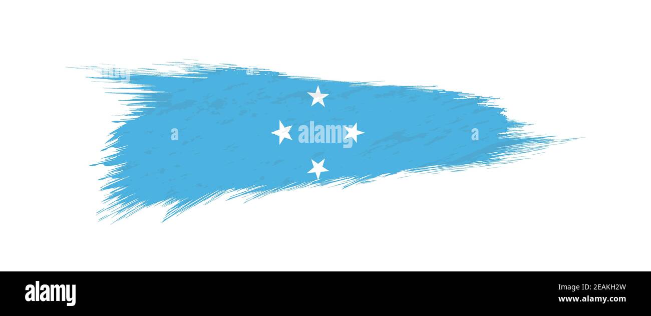 Flag of Micronesia in grunge brush stroke, vector grunge illustration ...