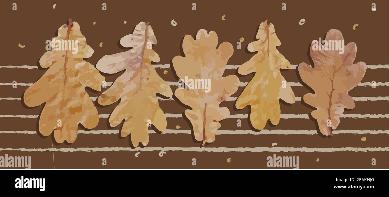 Horizontal poster with autumn leaves. Realistic vector illustration. Autumn concept. Postcard or banner leaf fall Stock Photo