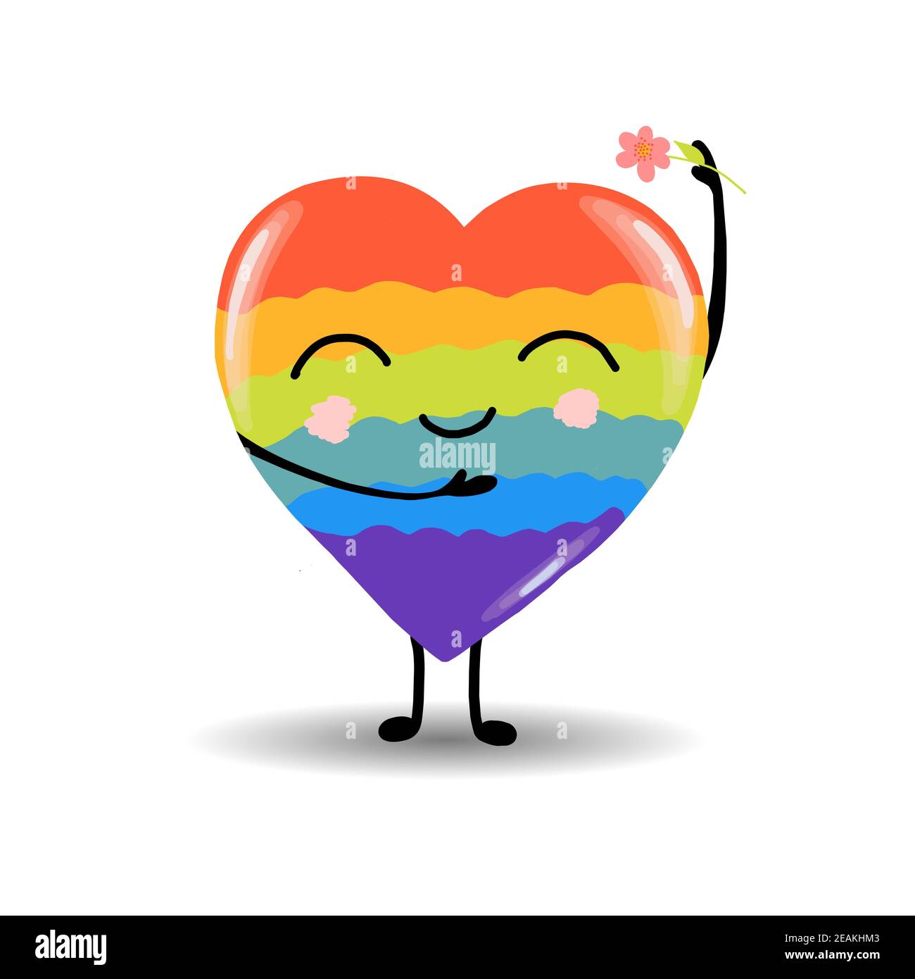 Gay Pride. LGBT concept. Cartoon vector colorful illustration. Valentine's Day. Rainbow heart. Lesbian-gay-bisexual-transgender. Rainbow love concept. Vector illustration. Stock Photo