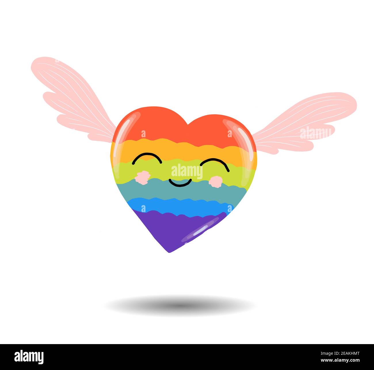 Gay Pride. LGBT concept. Cartoon vector colorful illustration. Valentine's Day. Rainbow heart. Lesbian-gay-bisexual-transgender. Rainbow love concept. Vector illustration. Stock Photo