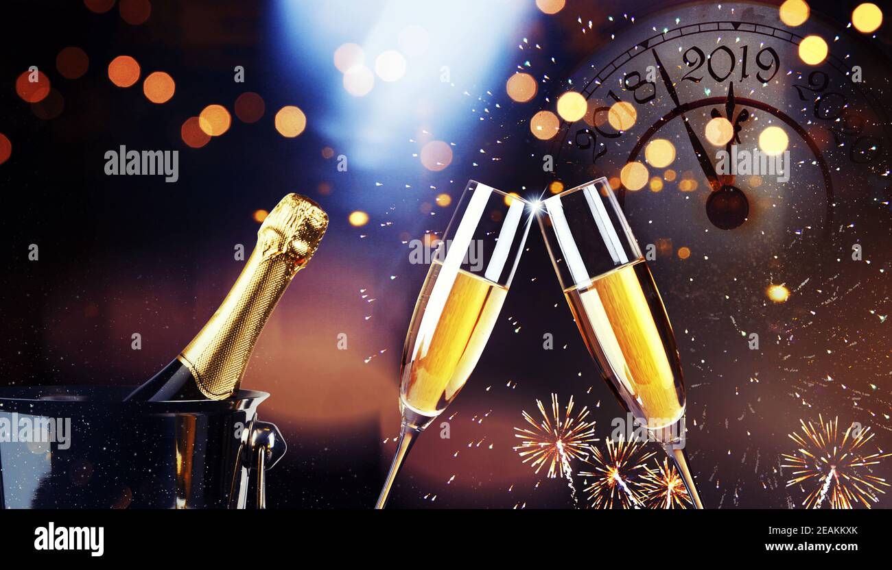 New years eve celebration background with champagne Stock Photo - Alamy