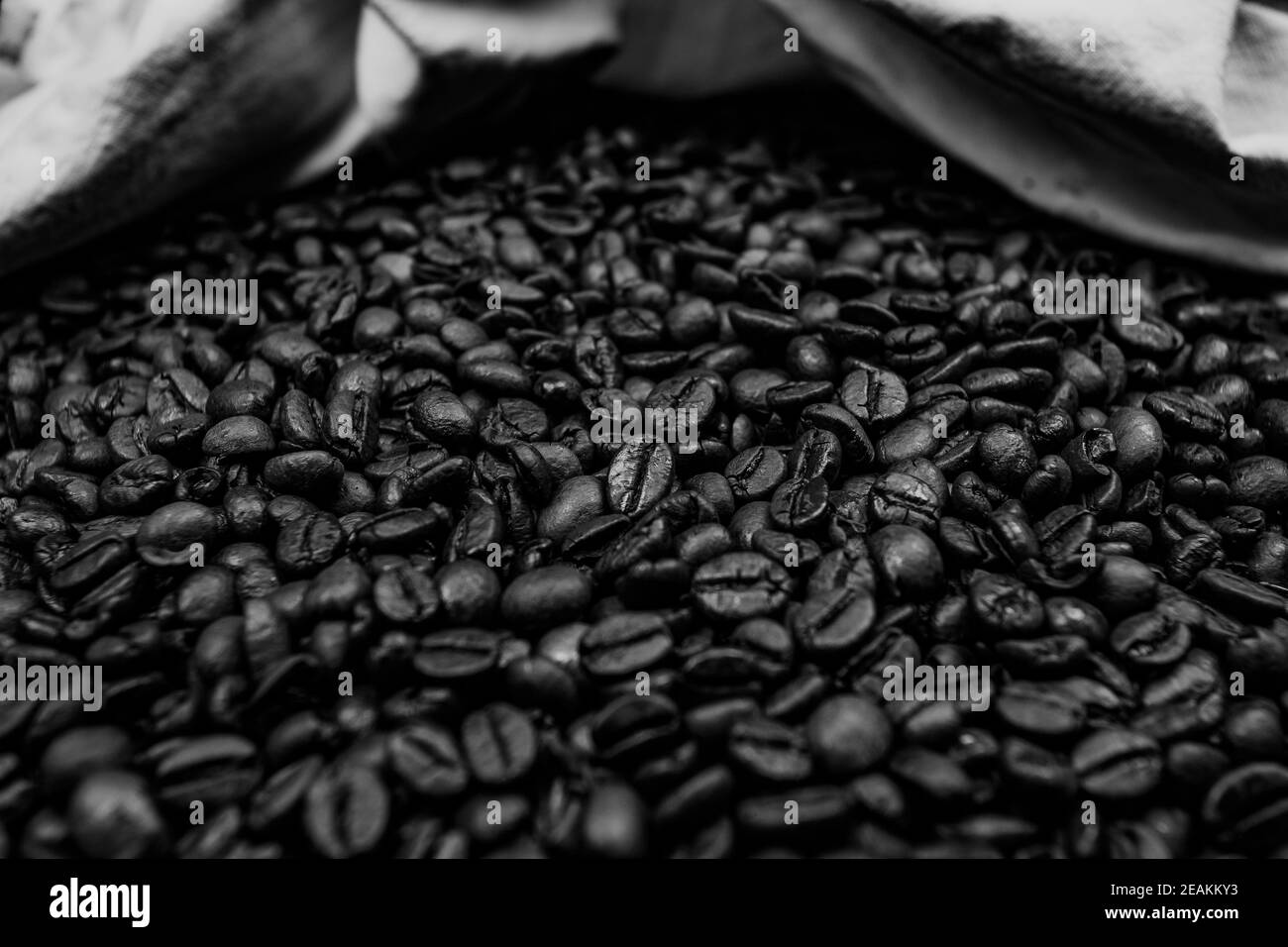 A black and white close up of a lot of coffee grain Stock Photo