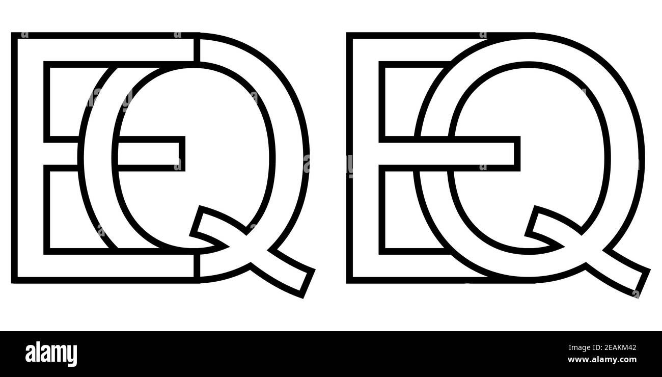 Logo sign eq qe icon sign interlaced letters Q, E vector logo eq, qe first capital letters pattern alphabet e, q Stock Vector