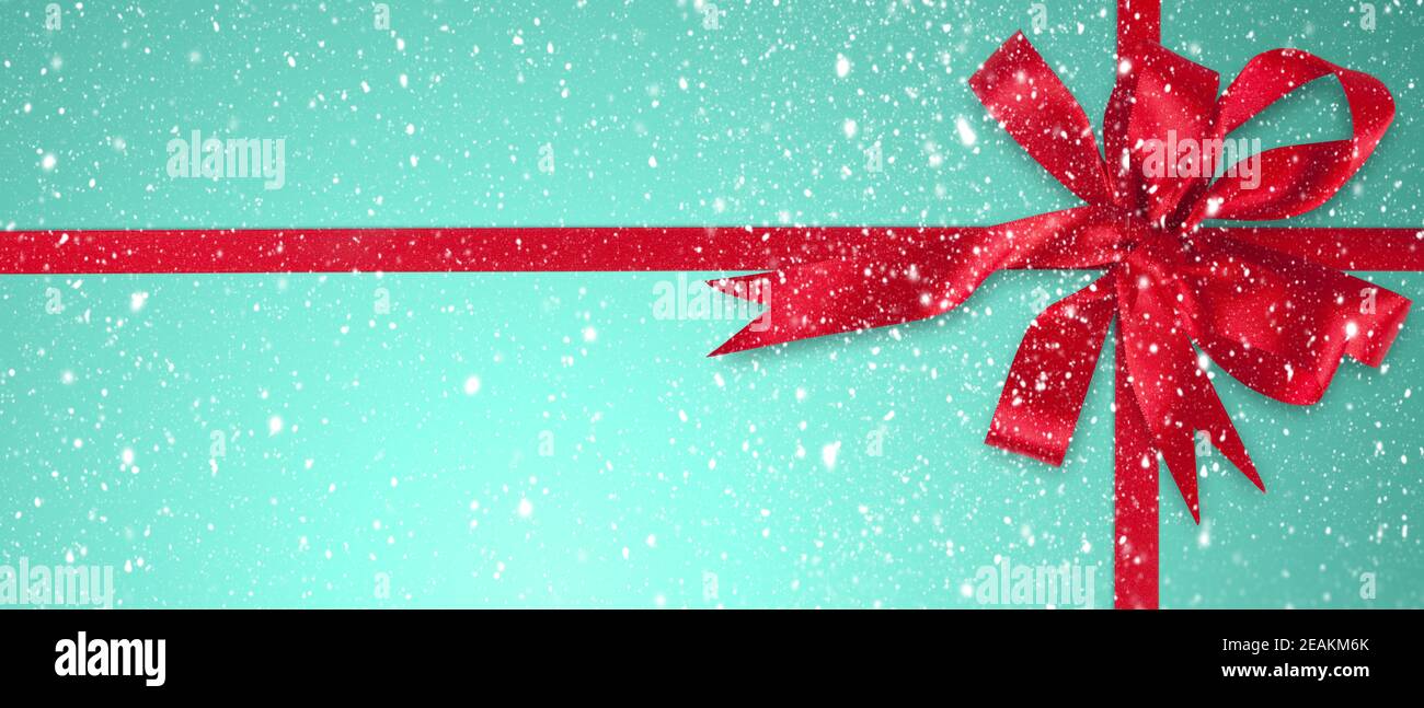 Shiny and satin ribbon. Merry christmas and happy new year greeting