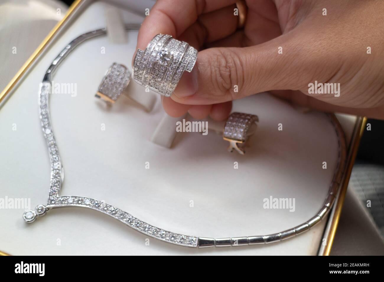 Fine luxury diamond jewellery set Stock Photo
