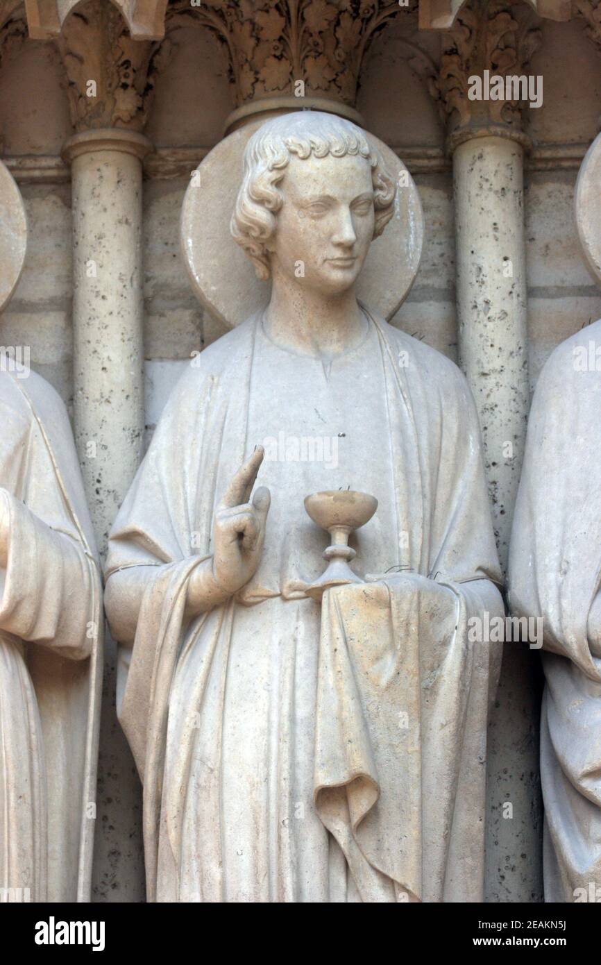 Saint John, Notre Dame Cathedral, Paris, Last Judgment Portal Stock ...