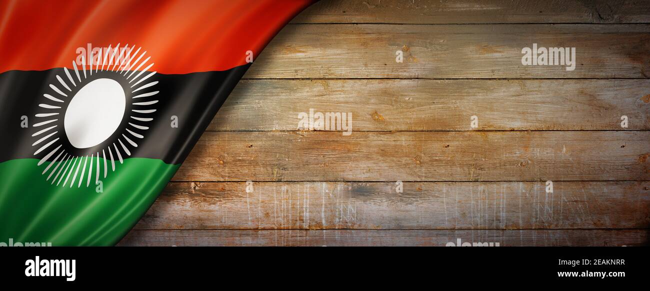 Malawi flag on vintage wood wall banner Stock Photo - Alamy