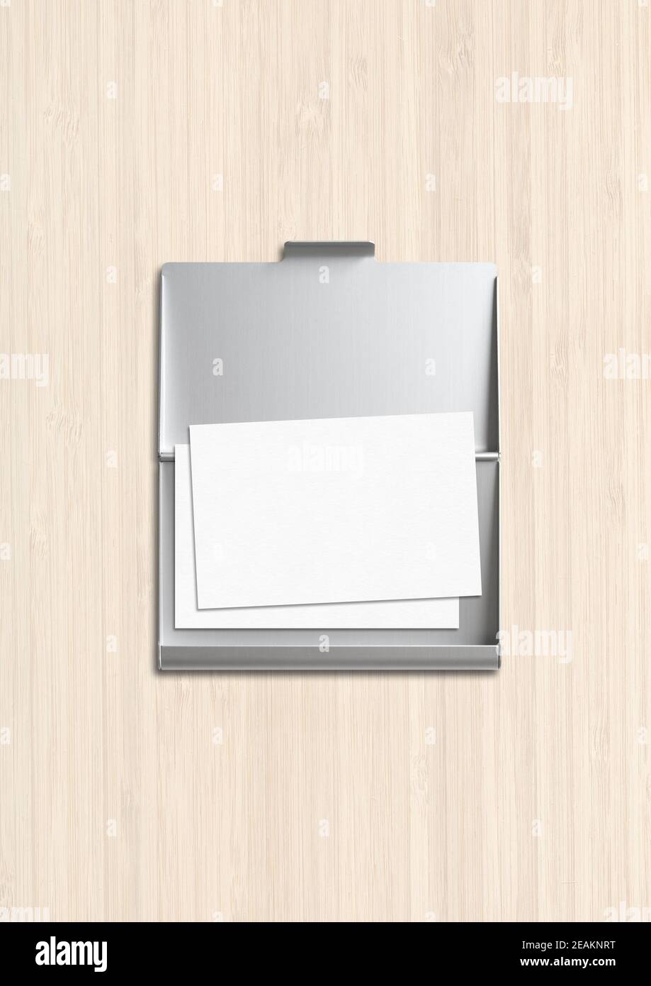 Closed card holder isolated on white wooden background Stock Photo