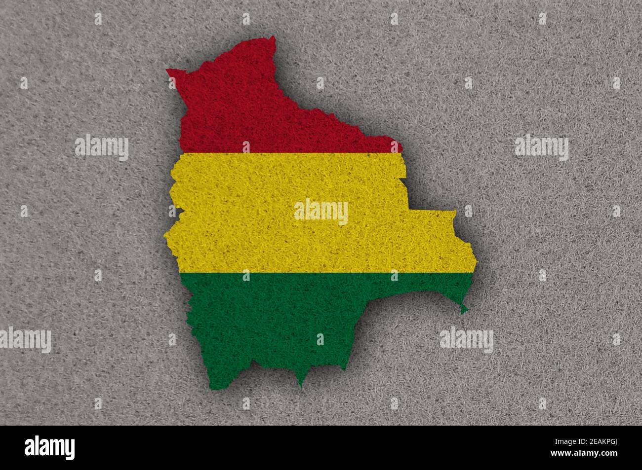 Map and flag of Bolivia on felt Stock Photo