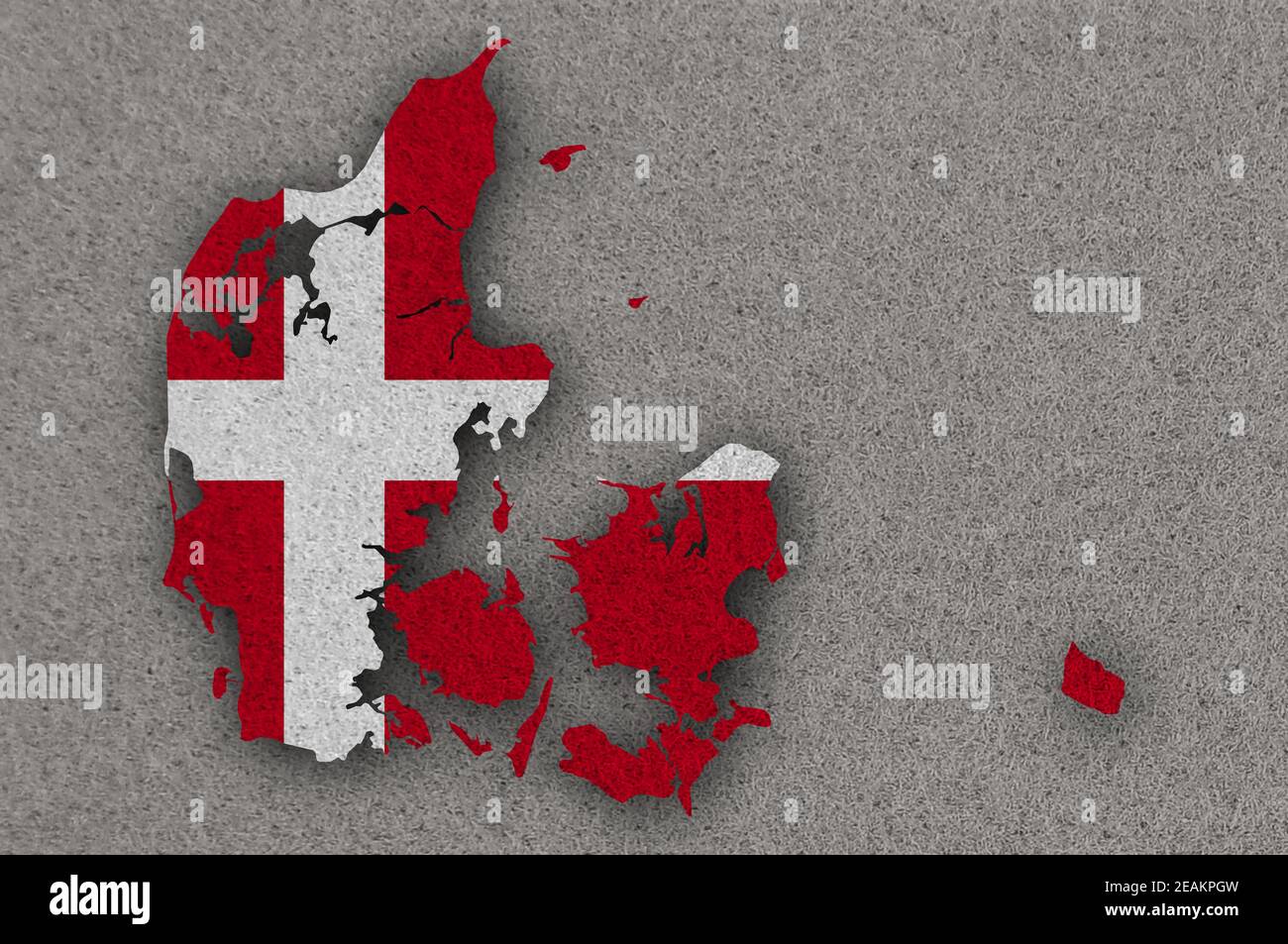 Map and flag of Denmark on felt Stock Photo