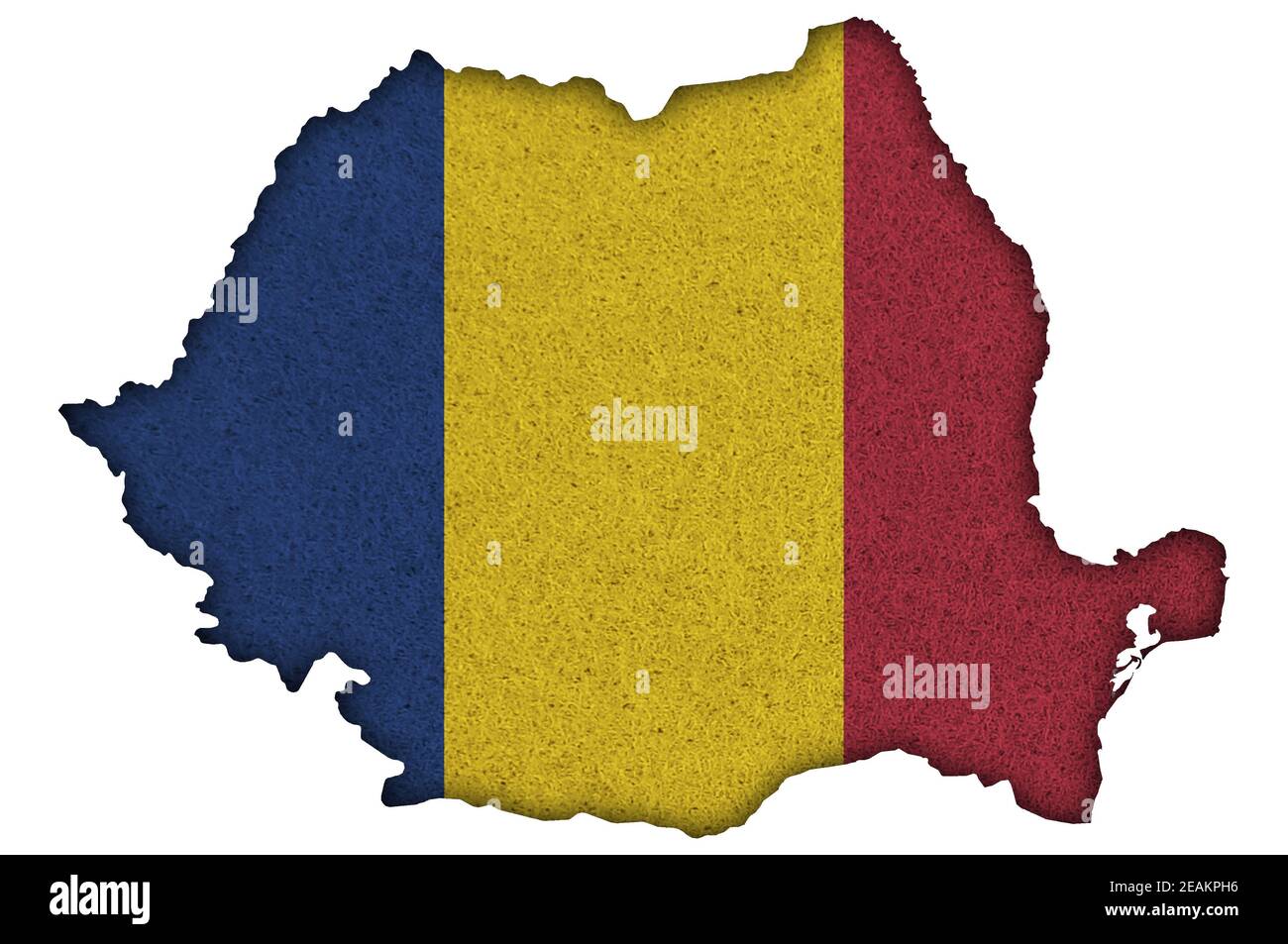 Map and flag of Romania on felt Stock Photo