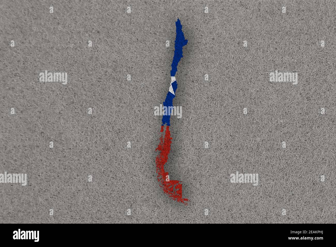 Map and flag of Chile on felt Stock Photo