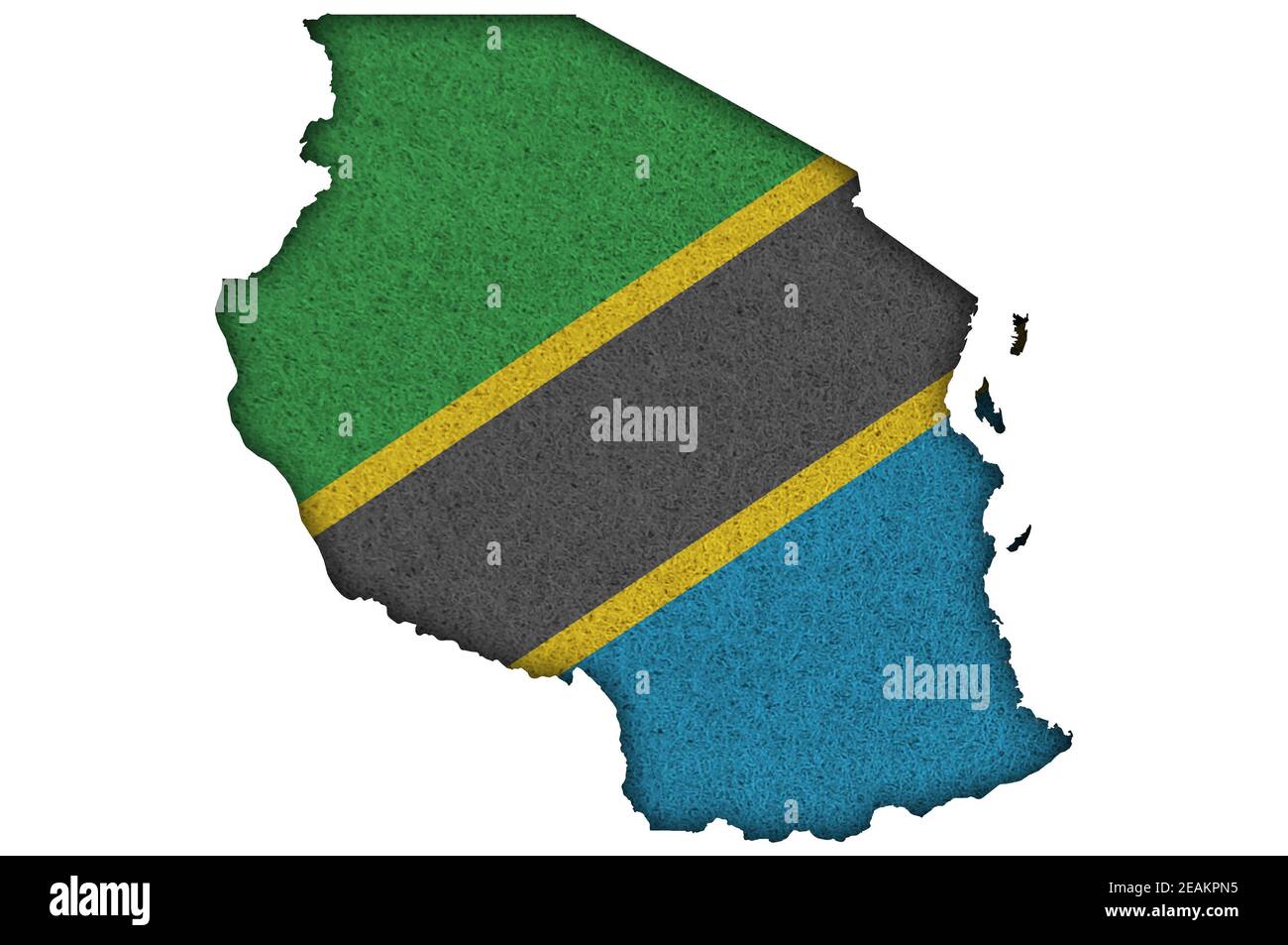 Map and flag of Tanzania on felt Stock Photo