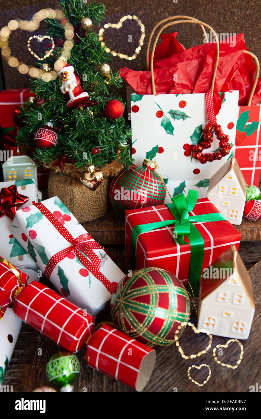 Colorful presents for Christmas Stock Photo
