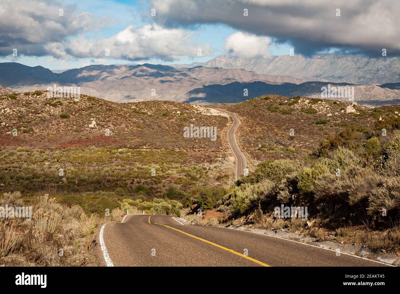 Highway to Sierra de San Pedro Martir national park, Baja Calilfornia, Mexico Stock Photo