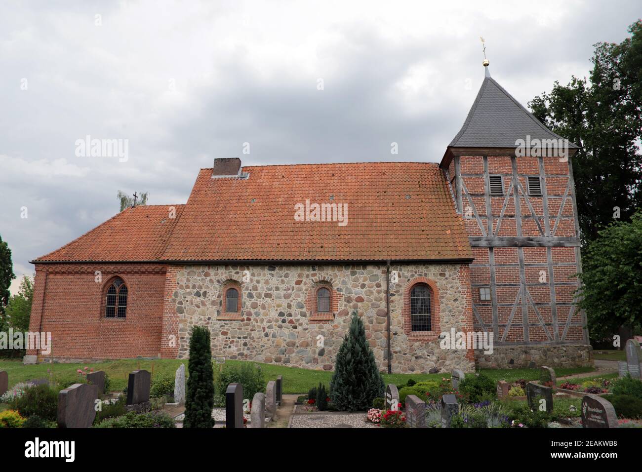 evangelic-lutheran St.-Georg's-Church Wichmannsburg, medieval fieldstone church Stock Photo