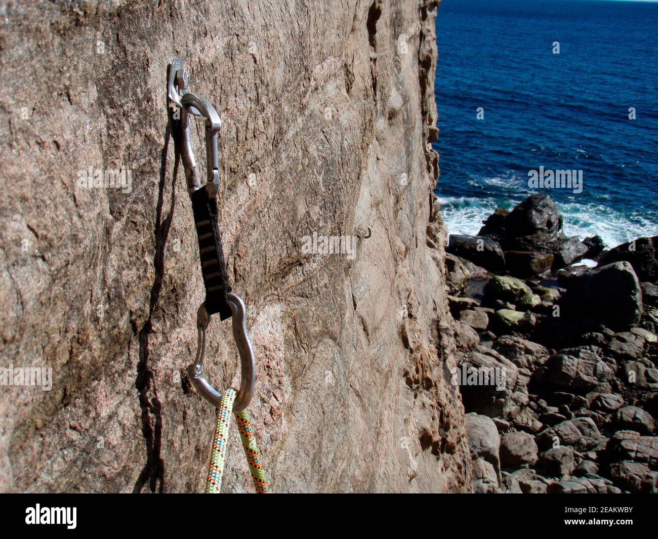 securing the rope, safety when climbing Stock Photo Alamy