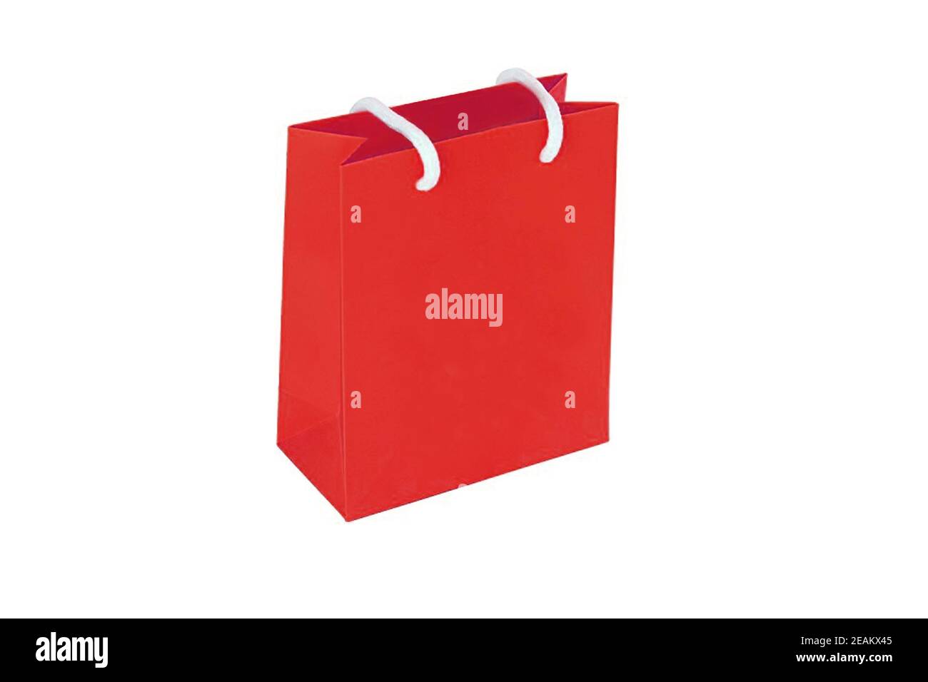 Closeup of red shopping paper bag isolated on a white background. Stock Photo