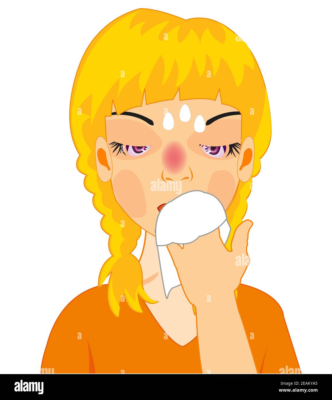 Vector illustration of the girl by sick flu Stock Photo
