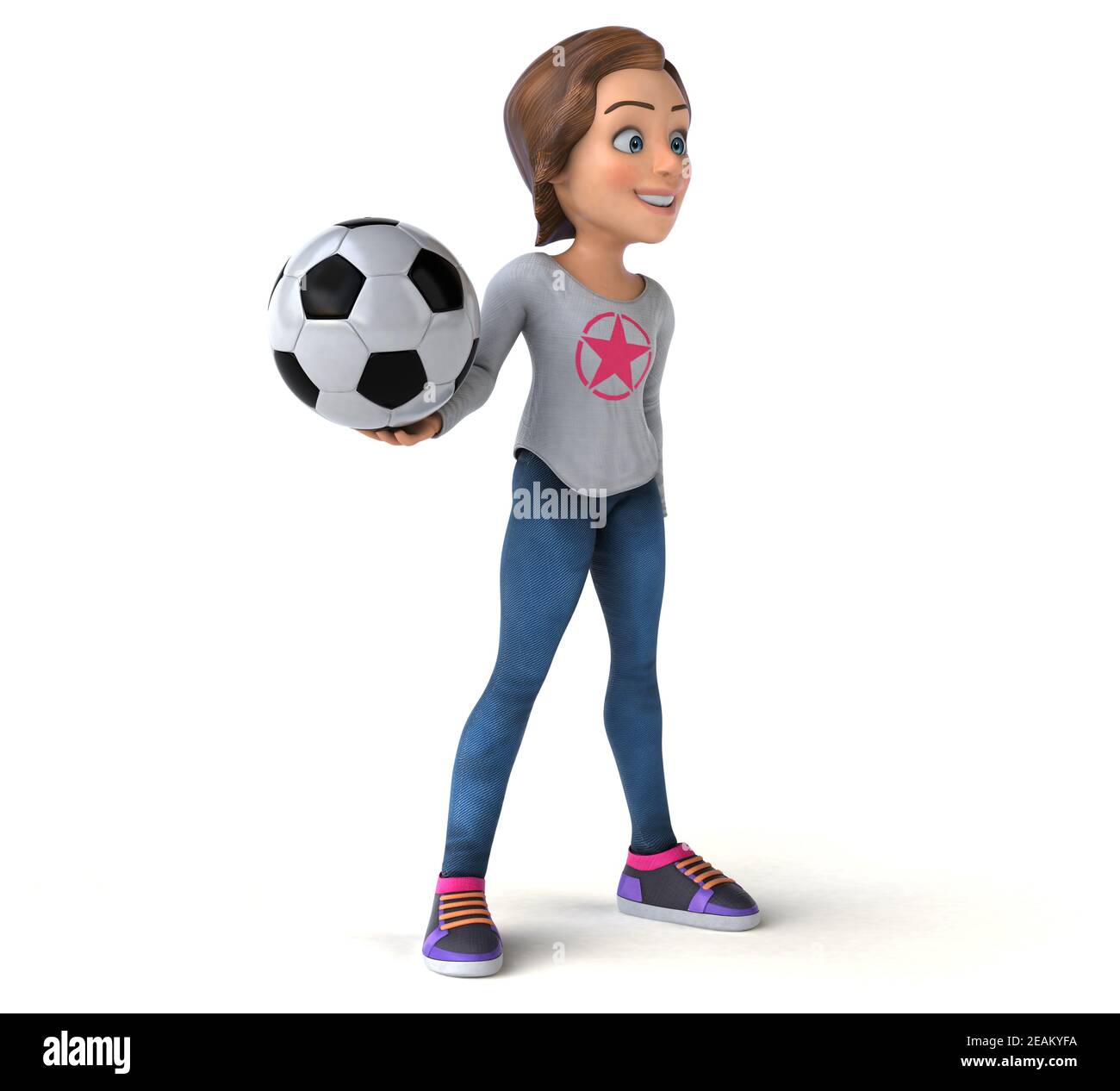 Fun 3D illustration of a cartoon teenage girl Stock Photo