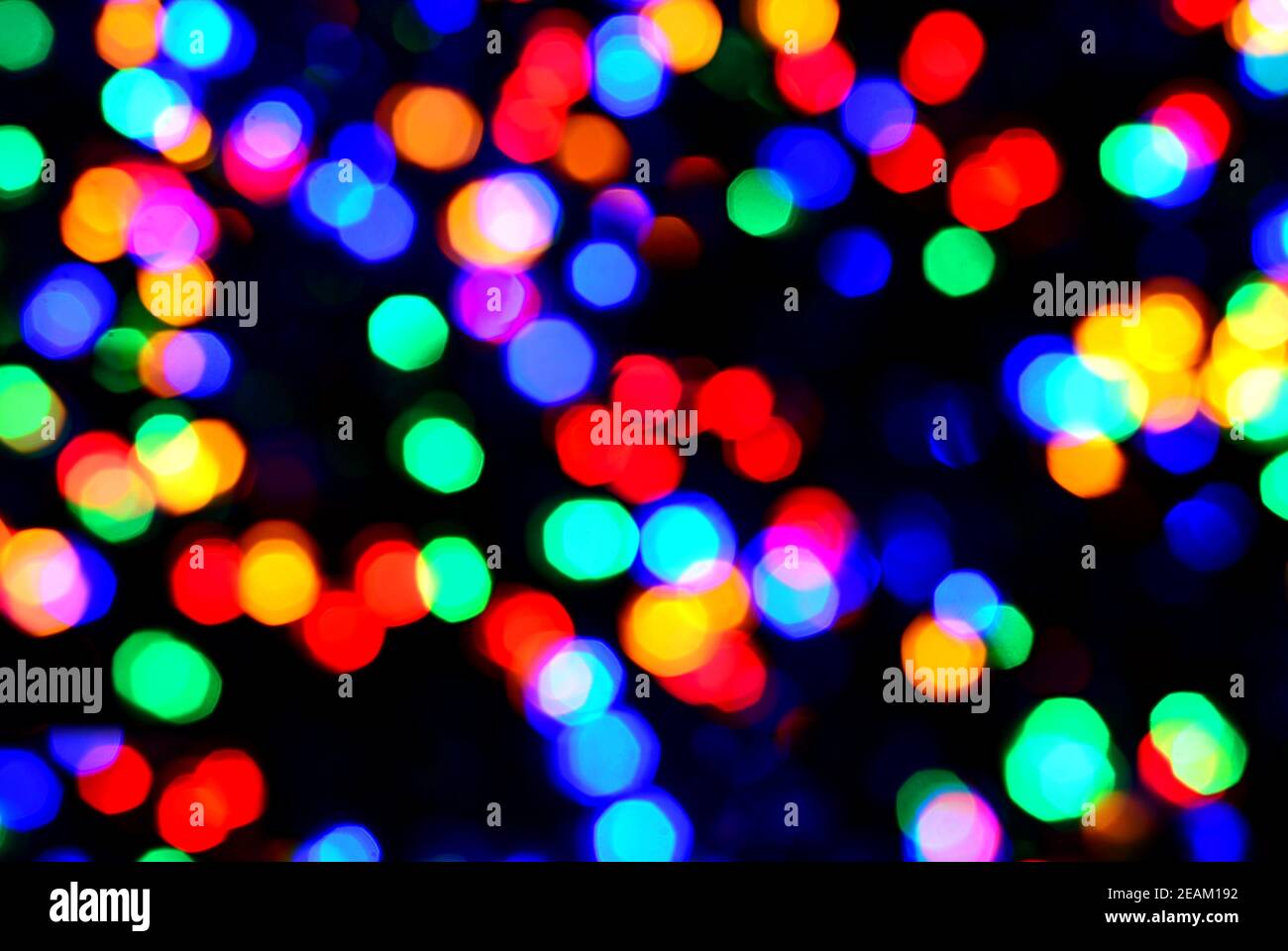 Blurred christmas multi color LED lights. Stock Photo