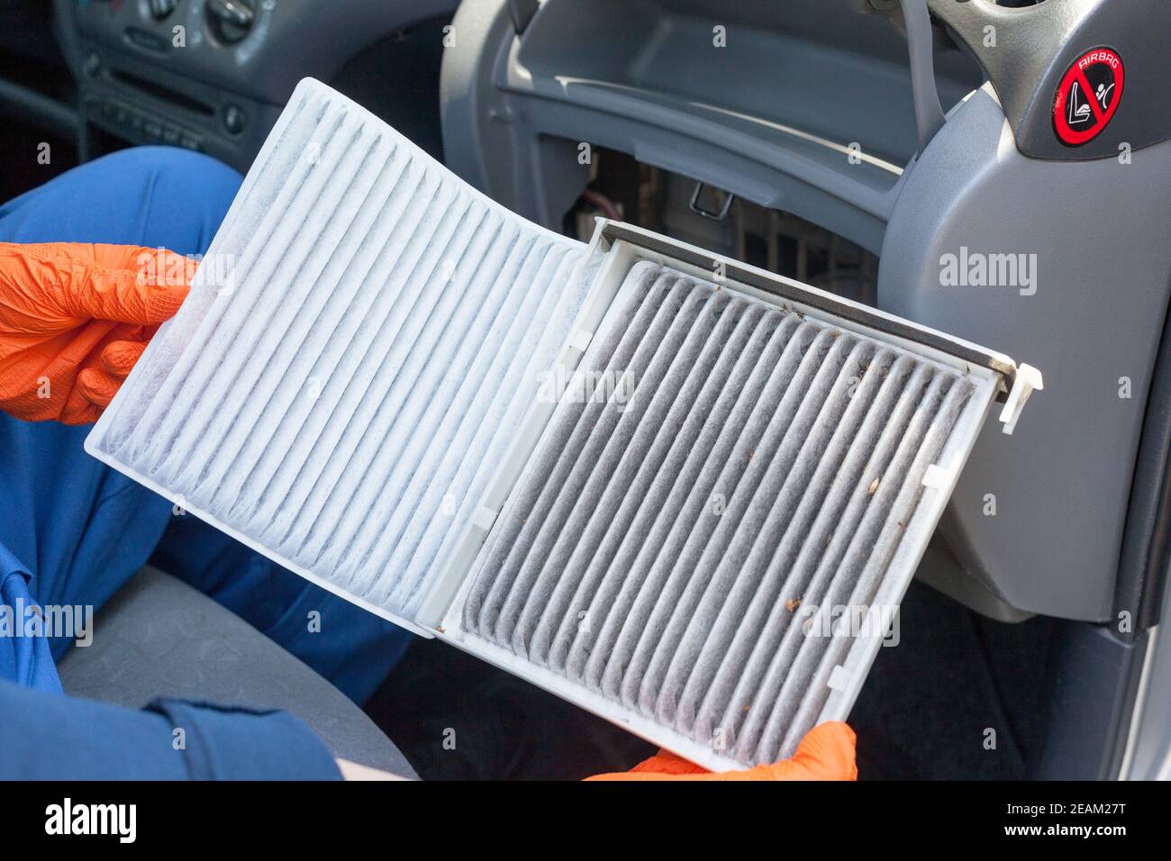 Clean and dirty cabin pollen air filter for a car Stock Photo Alamy