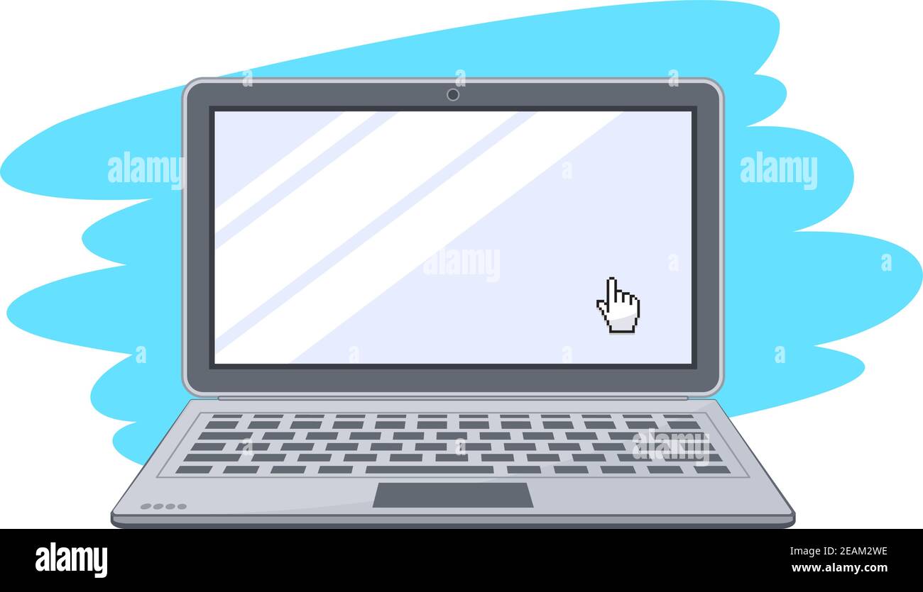 Modern laptop computer isolated mockup. Vector notebook template for a content  on transparent background Stock Vector