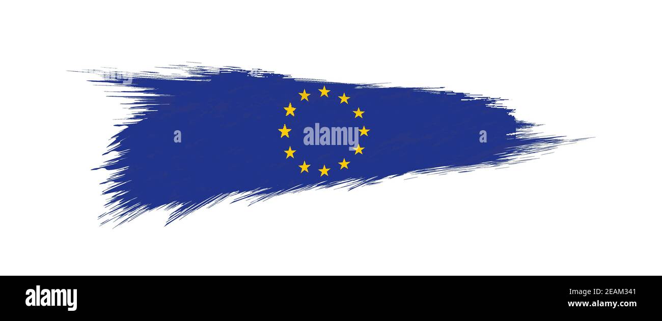 Flag of European Union in grunge brush stroke, vector grunge ...