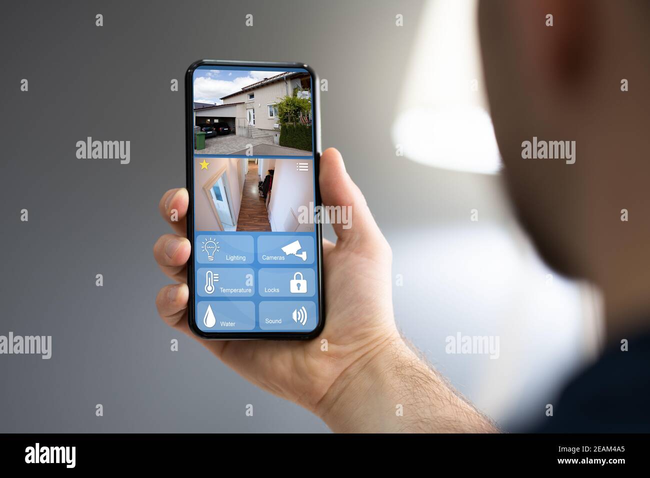 Smart Home CCTV Security On Mobile Phone Stock Photo