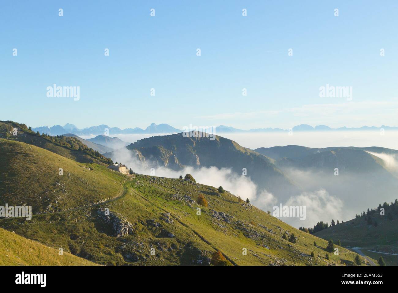 Mountain landscape. Mount Grappa panorama, Italian alps Stock Photo
