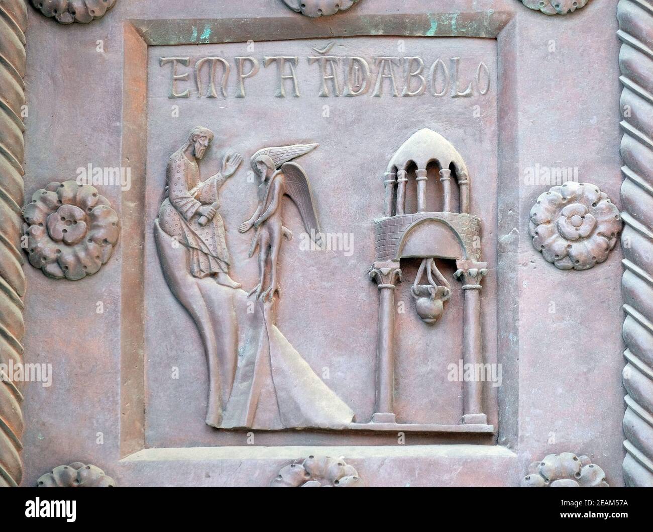 Temptation of Christ on the San Ranieri gate of the Cathedral St. Mary ...