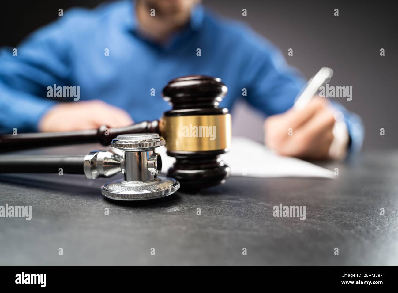 Medical Malpractice Litigation Law. Lawyer Or Judge Stock Photo