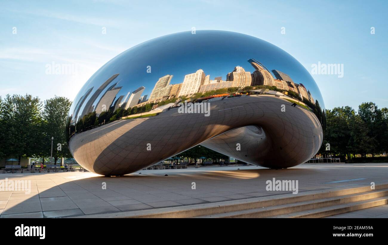 CHICAGO SEPTEMBER 09 The mirrored sculpture popularly known as the
