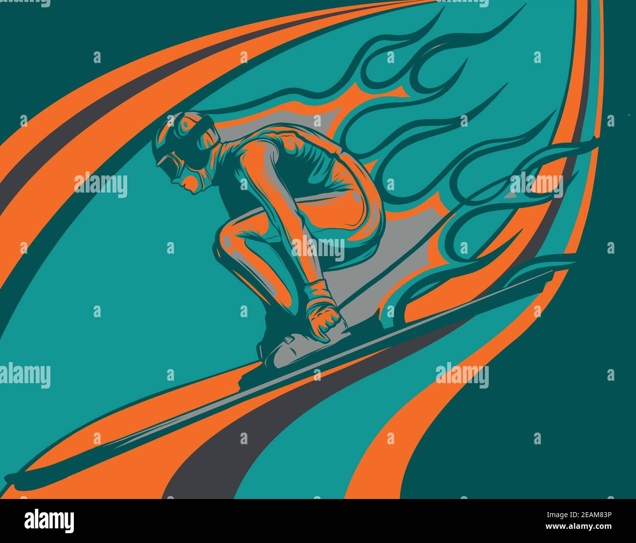 Young man is Alpine Skier involved in downhill vector Stock Vector ...