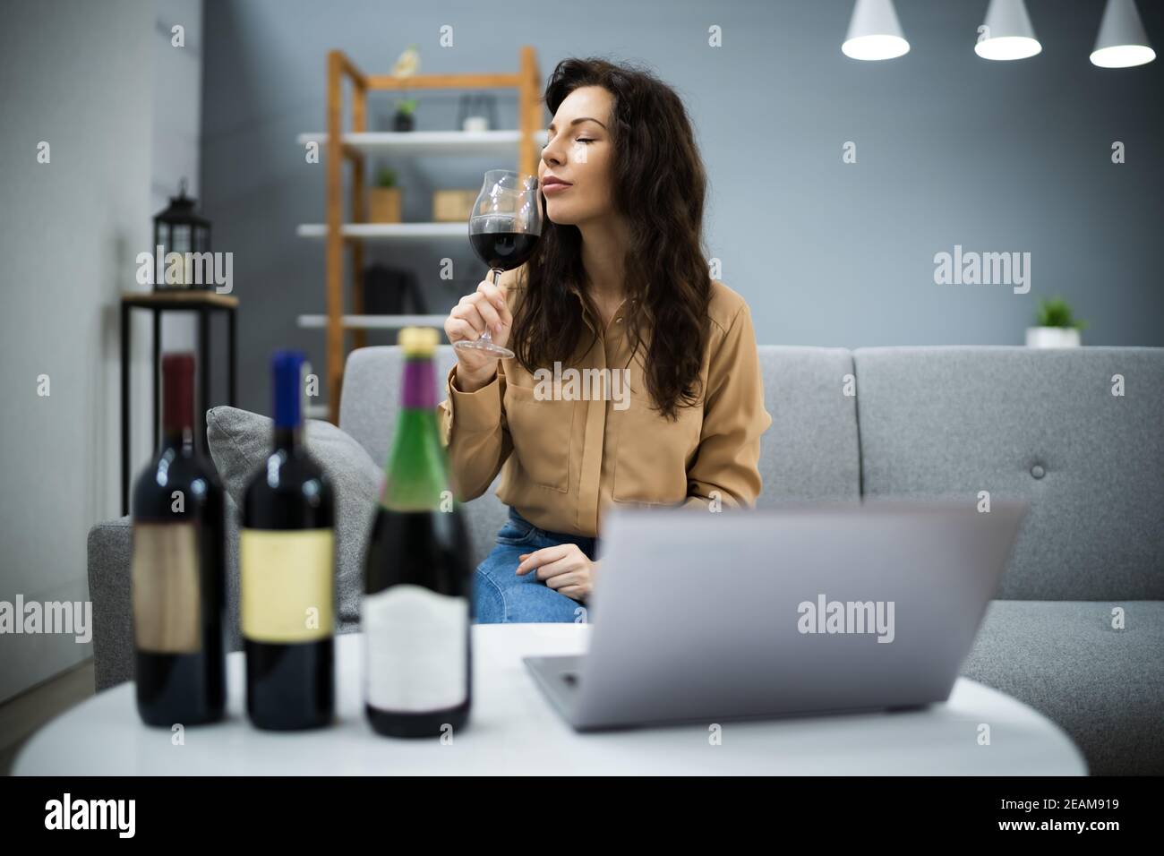 Virtual Wine Tasting Dinner Event Stock Photo Alamy