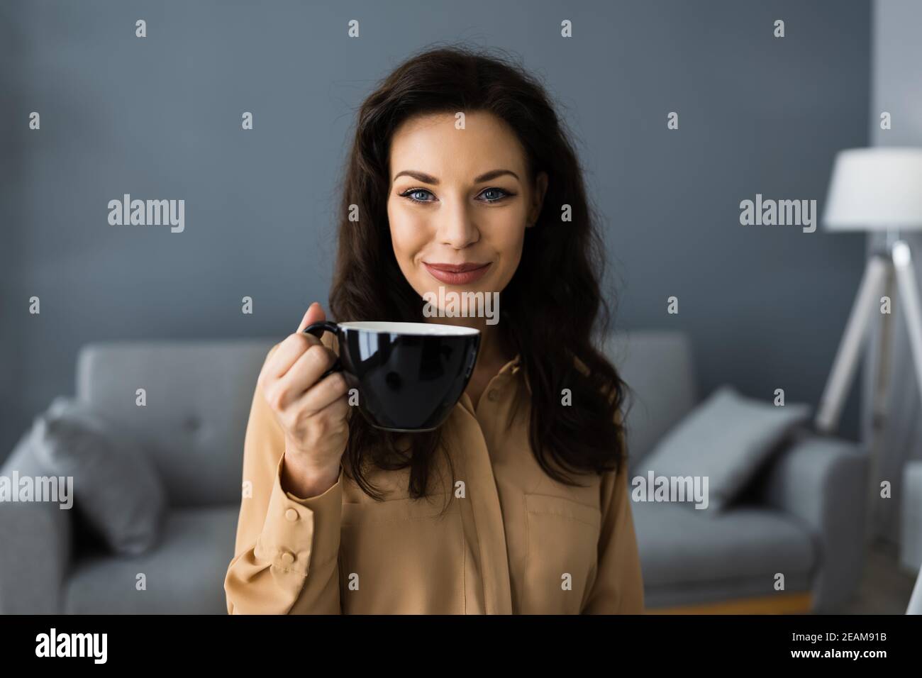 Virtual Coffee Break Online Stock Photo