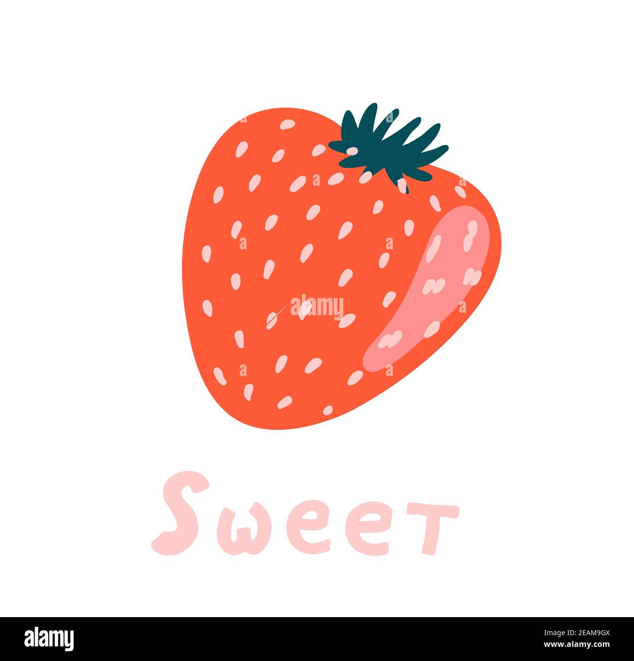 strawberry valentines day greeting card vector illustration. Stock Photo