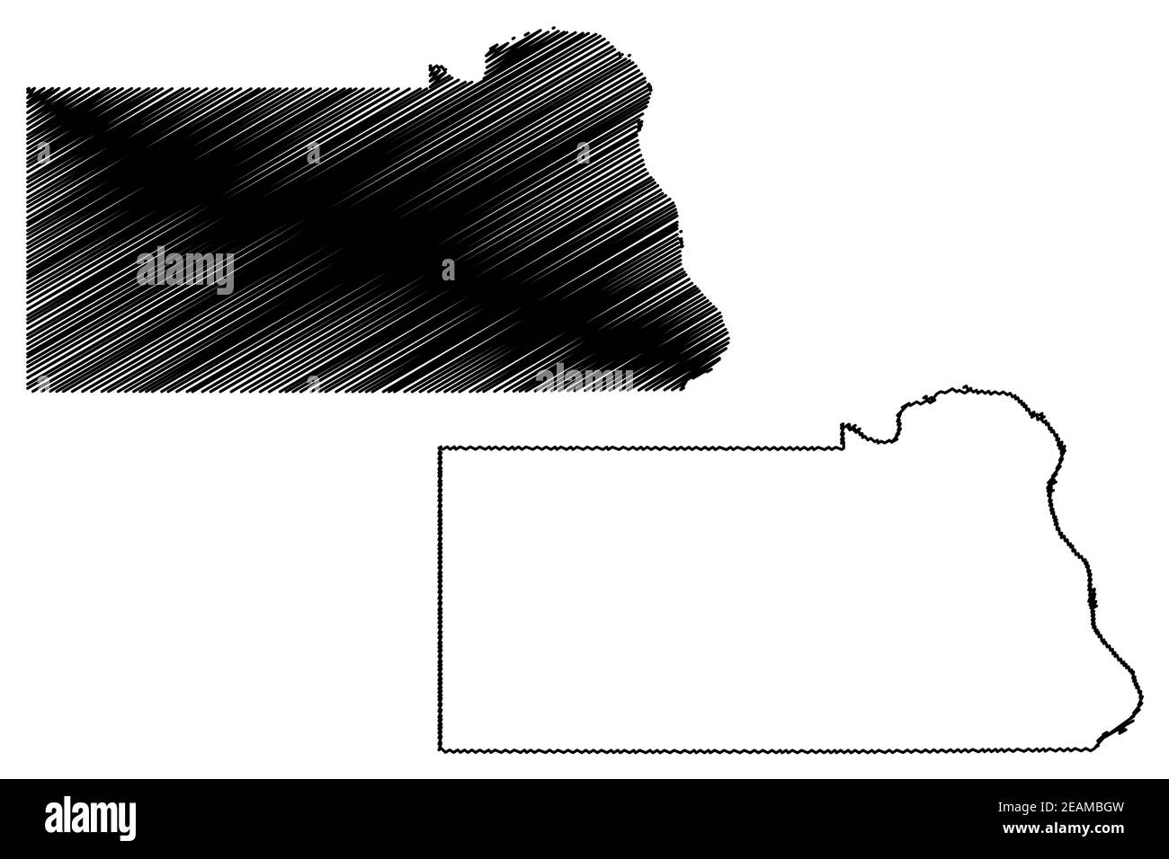 Oliver County, North Dakota State (U.S. county, United States of America, USA, U.S., US) map vector illustration, scribble sketch Oliver map Stock Vector