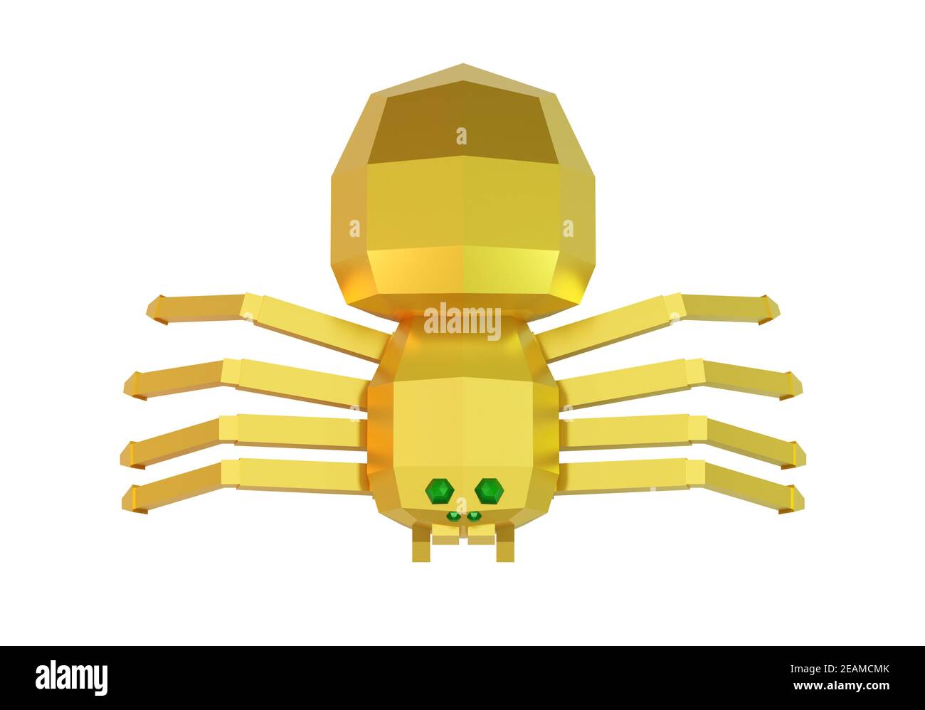 golden decorative spider isolated on white, 3d render Stock Photo